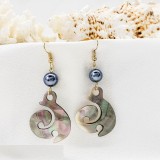 Oval Droplet Natural Shell Hollow Earrings