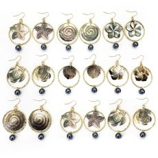 Island Style Multiple Natural Shell Earrings, Turtles, and Starfish Flowers