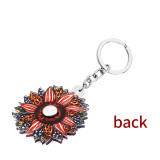 Sunflower  Acrylic leopard patterned daisy colored printing keychain fit 20MM Snaps button jewelry wholesale