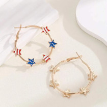 American Independence Day pentagram Flag Oil dripping Star Earrings