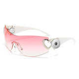 Heart to heart sunglasses Y2K ins love sunglasses all-in-one sunglasses fit 20MM Snaps button jewelry wholesale