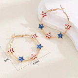 American Independence Day pentagram Flag Oil dripping Star Earrings