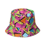Geometric diamond leopard print basin hat graffiti fisherman hat