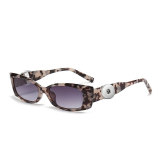 Hip hop leopard print color sunglasses with UV protection fit 20MM Snaps button jewelry wholesale