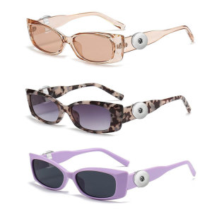 Hip hop leopard print color sunglasses with UV protection fit 20MM Snaps button jewelry wholesale