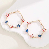 American Independence Day pentagram Flag Oil dripping Star Earrings