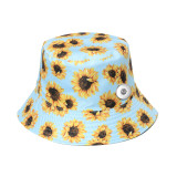 Double sided basin hat, flower sunshade and sunscreen hat, flower sunflower fisherman hat, sun hat fit 20MM Snaps button jewelry wholesale