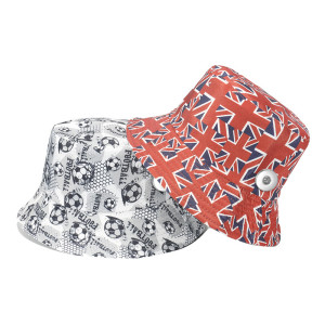 British Flag Football Panda Print Bowl Hat Double Faced Fisherman Hat fit 20MM Snaps button jewelry wholesale