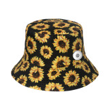 Double sided basin hat, flower sunshade and sunscreen hat, flower sunflower fisherman hat, sun hat fit 20MM Snaps button jewelry wholesale