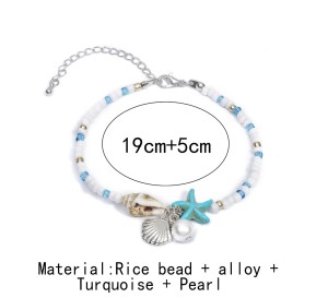 Bohemian starfish woven bracelet summer beach shell conch rice bead bracelet