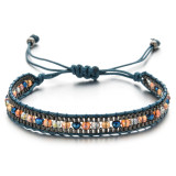 Handwoven hand rope Venetian chain with diamond inlay and colorful mixed woven bracelet