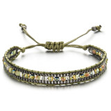 Handwoven hand rope Venetian chain with diamond inlay and colorful mixed woven bracelet