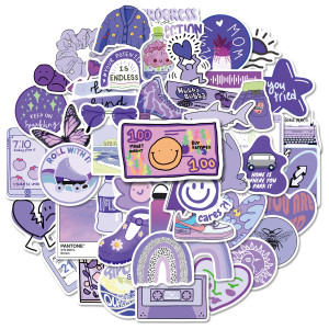 50 Purple World Series Stickers ins Wind Purple Style Girl Cute Cartoon Notebook Handbooks Waterproof Stickers