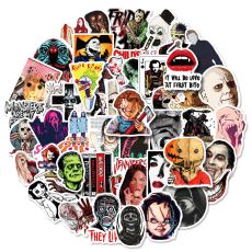 50 horror movie image mixing stickers, American horror movie horror characters, cool and trendy waterproof stickers