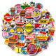 50 pieces of food text mixed with American stickers, graffiti cartoon, reusable waterproof stickers