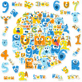 50 digital letter children's training puzzle stickers DIY English letter digital animal mix and match waterproof stickers