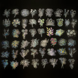 100 pieces of transparent laser stickers, blooming tea blossom stickers, PET creative diy retro laser hand tent stickers