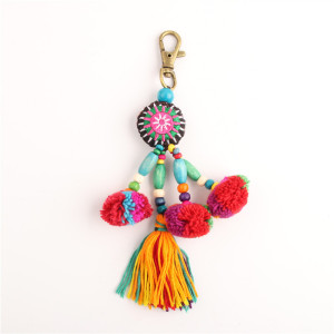 Handmade DIY colored fur ball tassel keychain shell bag pendant accessories