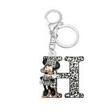 Acrylic 26 letter double sided printing Cartoon anime leopard print keychain