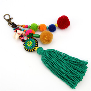 Handmade DIY colored fur ball tassel keychain shell bag pendant accessories