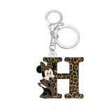 Acrylic 26 letter double sided printing Cartoon anime leopard print keychain