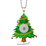 Rabbit Loves Turtle Christmas Tree Double sided Printed  Acrylic 60CM Necklace Pendant  20MM Snaps button jewelry wholesale