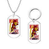 Stainless steel Cartoon anime Marvel Heroes  Painted 46cm necklace Pendant set keychain