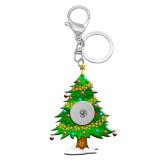 Rabbit Loves Turtle Christmas Tree Double sided Printed  Acrylic key chain fit 20MM Snaps button jewelry wholesale
