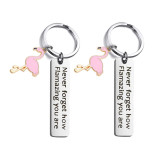 Inspirational gift Never forget how flaming stainless steel Flamingo key ring