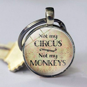 Not my circle not my monkeys English alphabet glass key ring