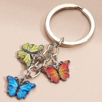 Colored butterfly alloy keychain