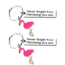 Inspirational gift Never forget how flaming stainless steel Flamingo key ring