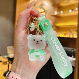 Jelly Glass Bear Car Keychain INS Wind Bag Pendant Small Gift