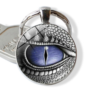 Dragon Eye Glass Metal Keychain