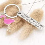 Inspirational gift Never forget how flaming stainless steel Flamingo key ring