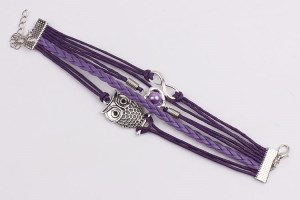 Owl Infinite Symbol Believes in Romantic Code Fashion Leather Bracelet