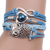 Owl Infinite Symbol Believes in Romantic Code Fashion Leather Bracelet
