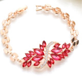Diamond studded S-shaped resin flower bracelet