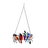 Alloy double-sided oil bird pendant Colorful art group bird pendant Window decoration