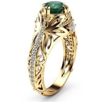 Green Diamond Gold Plated Ring