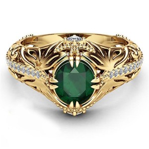 Green Diamond Gold Plated Ring