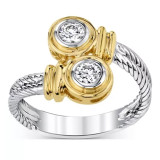 Two color Fried Dough Twists zircon ring