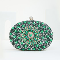 Hand held banquet bag filled with rhinestones and sunflowers banquet bag