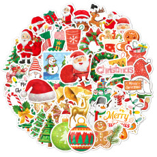50 Christmas waterproof stickers, holiday party gifts, decorative waterproof stickers
