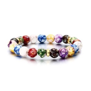 Colorful Bracelet Yoga Balance Energy Bead Natural Stone Elastic Bracelet