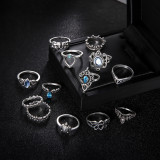 Diamond Carved Crown Starry Sky Gem 13 Piece Combination Set Ring