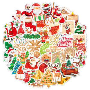 50 Christmas waterproof stickers, holiday party gifts, decorative waterproof stickers