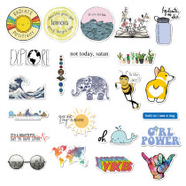 56 pieces of non repeating cartoon landscape animal graffiti pull rod luggage with water cup waterproof sticker