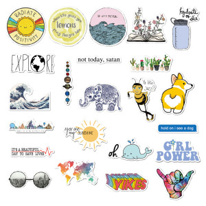 56 pieces of non repeating cartoon landscape animal graffiti pull rod luggage with water cup waterproof sticker