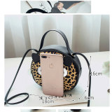 Leopard print bag, cat phone bag, diagonal cross bag, cute and trendy small round bag fit 20MM Snaps button jewelry wholesale